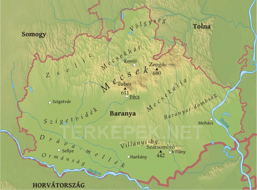 domborzati térkép magassági számokkal Baranya megye domborzati térképe domborzati térkép magassági számokkal