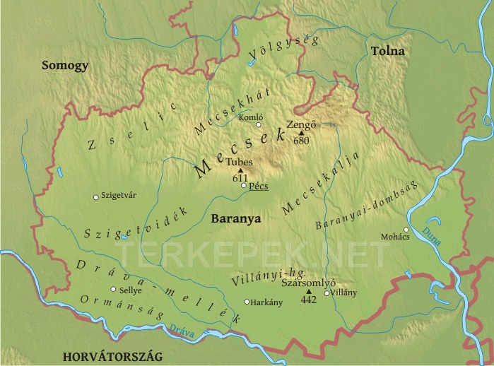 Baranya térkép