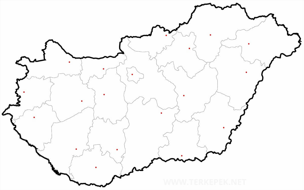 magyarország megyeszékhelyei térkép Magyarország vaktérkép magyarország megyeszékhelyei térkép