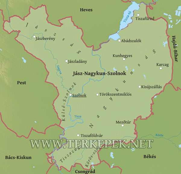 Jász-Nagykun-Szolnok térkép